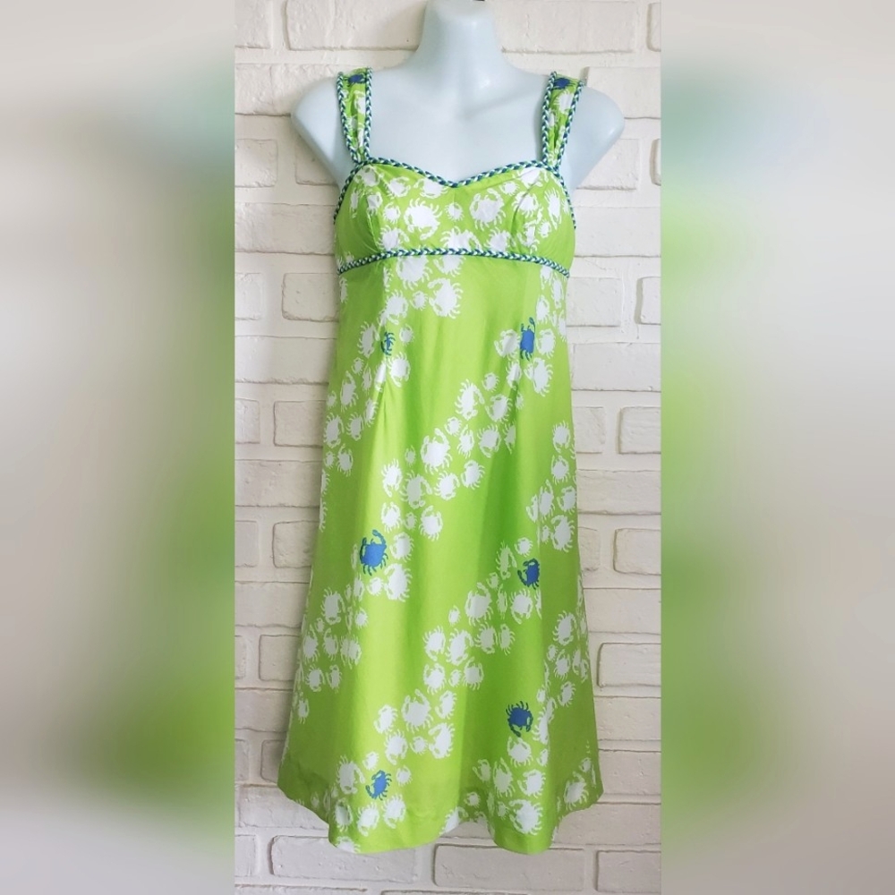 Lilly Pulitzer Green and White Mini Dress Vibrant Style
